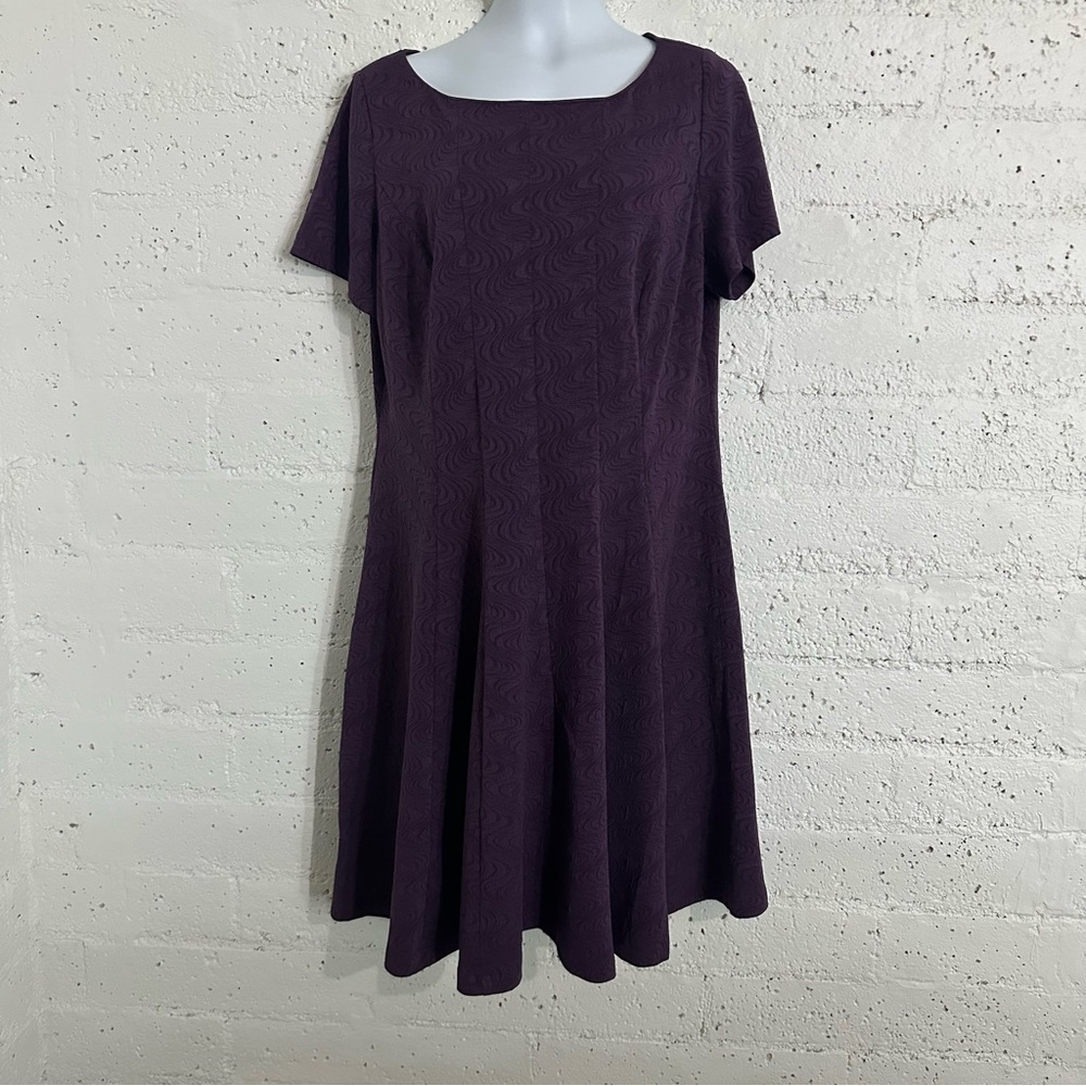 Donny & Nicole Womens Plus Dress 1X Purple Short Sleeve Knee Length Stretch AW5